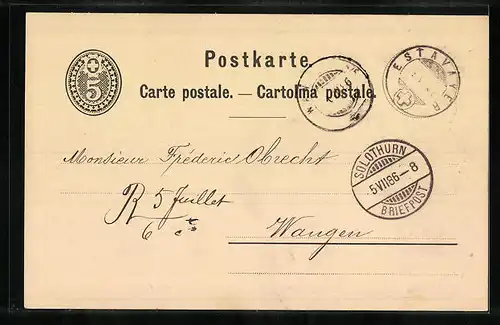 Vorläufer-AK Neuchatel, 1886, Fabrique de Chocolat Ph. Suchard, Kind wird dampfende Schokolade gebracht