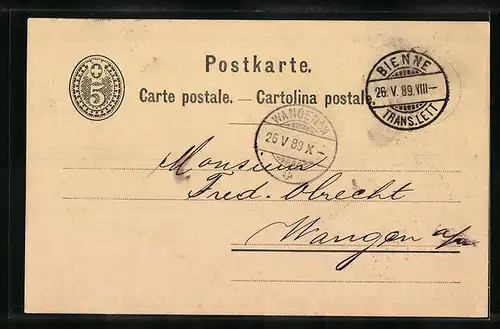 Vorläufer-AK Neuchatel, 1889, Fabrique de Chocolat Ph. Suchard, Fondants Méringués