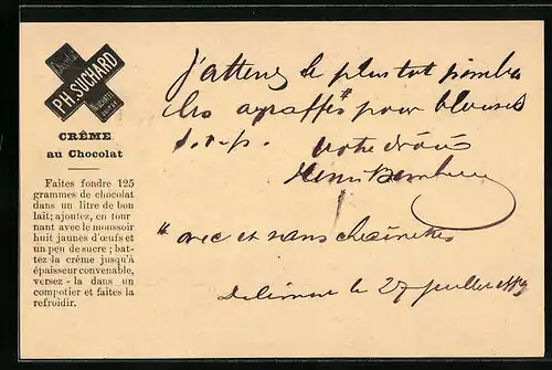 Vorläufer-AK Neuchatel, 1889, Fabrique de Chocolat Ph. Suchard, Crême au Chocolat