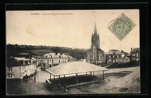 AK Liomer, Place de l`Église et Rue du Pont