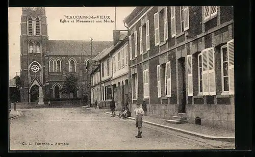 AK Beaucamps-le-Vieux, Eglise et Monument aux Morts