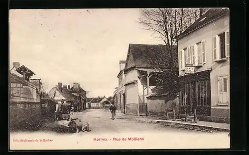 AK Hornoy, Rue de Molliens, Strassenpartie