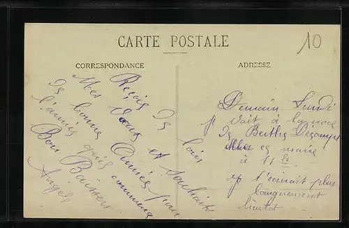 AK Querrieu, Route d`Amiens, Strassenpartie mit bombardierten Häusern