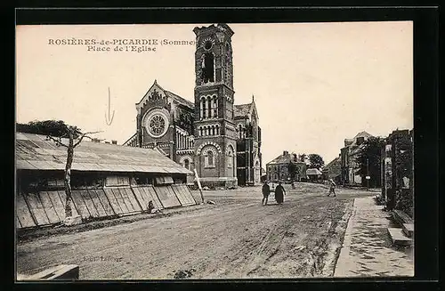 AK Rosières-de-Picardie, Place de l`Eglise