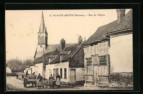 AK Plachy-Buyon, Rue de l`Eglise, Strassenpartie