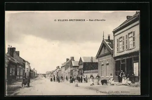 AK Villers-Bretonneux, Rue d`Herville, Strassenpartie