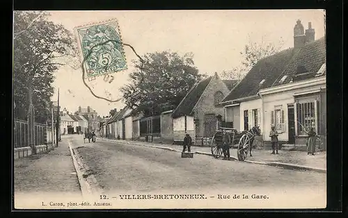 AK Villers-Bretonneux, Rue de la Gare, Strassenpartie