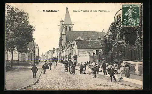 AK Montdidier, Jardin Anglais et Rue Parmentier