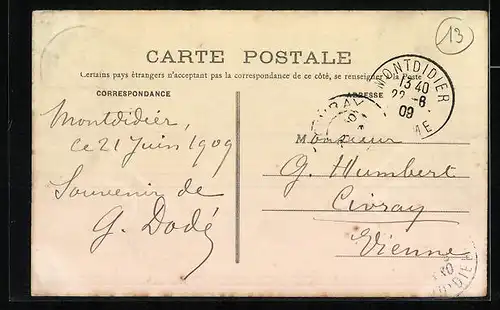 AK Montdidier, Jardin Anglais et Rue Parmentier