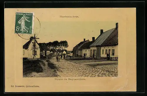 Künstler-AK Harbonnières, Route de Bayonvillers