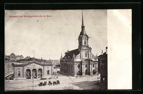 AK Bern, Bahnhof mit Heiliggeistkirche
