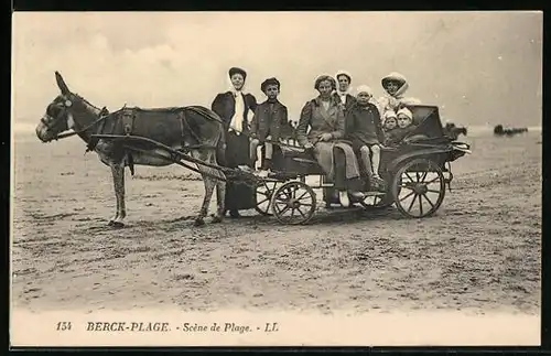 AK Berck-Plage, Scène de Plage, Eselgespann