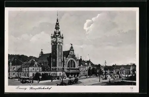 AK Danzig / Gdansk, Ansicht vom Hauptbahnhof