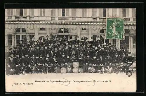 AK Boulogne-sur-Mer, Harmonie des Sapeurs-Pompiers 1905, Feuerwehr