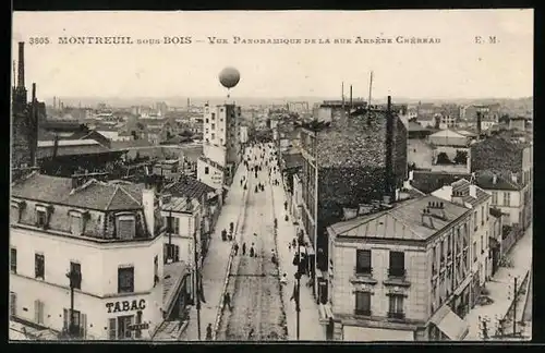 AK Montreuil-sous-Bois, Vue Panoramique de la Rue Arsene Chereau, Ballon