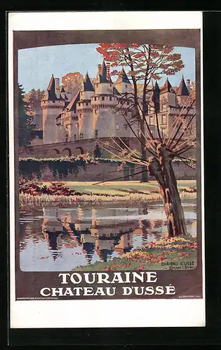 Künstler-AK Ussé, Chateau, Tourismus Touraine