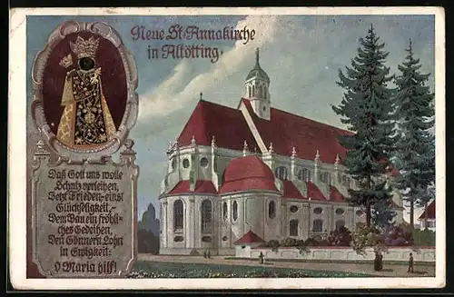 AK Altötting, Gesamtansicht der Neuen St. Annakirche, Gnadenmutter