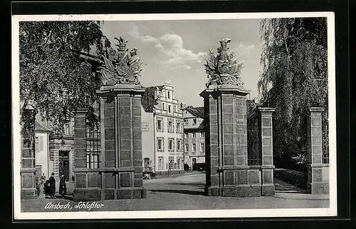 AK Ansbach, Strassenpartie am Schlosstor