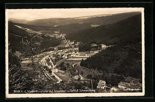 AK Sitzendorf, Gesamtansicht mit Schloss Schwarzburg