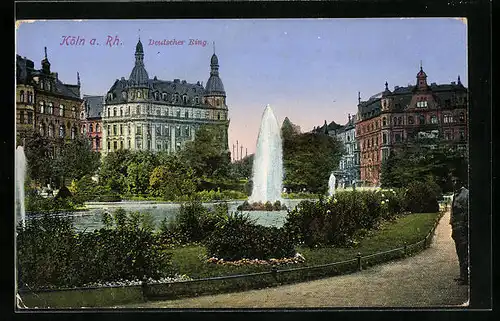 AK Köln /Rhein, Fontäne am Deutschen Ring