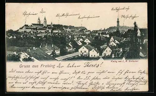 AK Freising, Panorama mit Kirche
