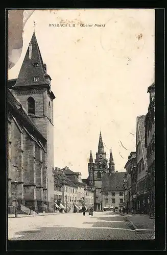 AK Ansbach i. B., Strassenpartie am Oberen Markt