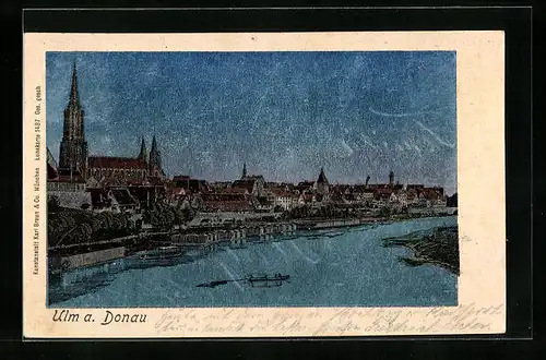 Luna-AK Ulm a. D., Donaupartie mit Münster
