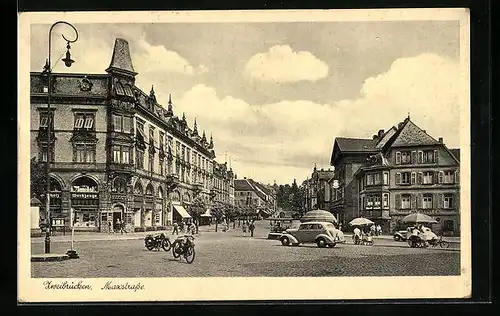 AK Zweibrücken, Maxstrasse, Motorräder und Automobile