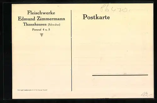 AK Thannhausen /Schw., Besuch der Vereinigten Metzgerinnung Münchens bei den Fleischwerken E. Zimmermann am 12.9.1926