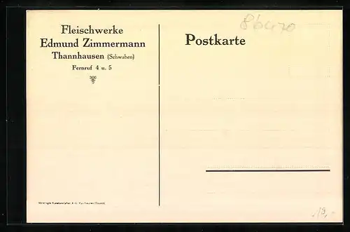 AK Thannhausen /Schw., Besuch der Vereinigten Metzgerinnung Münchens bei den Fleischwerken E. Zimmermann am 12.9.1926
