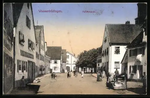 AK Wassertrüdingen, Hafenmarkt mit Geschäften