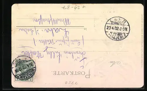 Passepartout-Lithographie Konstanz, Uferpartie mit Kirche, Portrait mit Fahnen, 1852-1902