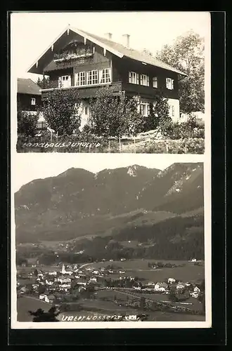 AK Unterwössen, Landhaus Jungleib, Ortsansicht aus der Vogelschau