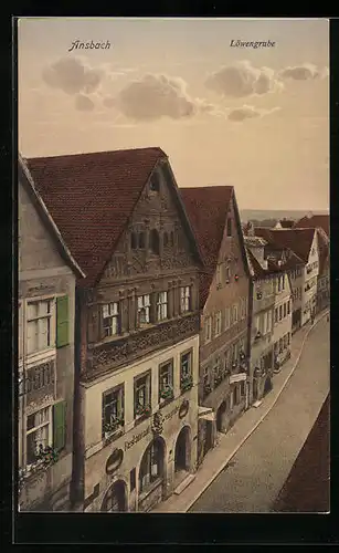 AK Ansbach, Gasthaus Löwengrube aus der Vogelschau