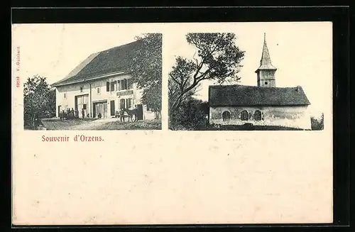 AK Orzens, Gasthaus, Kirche