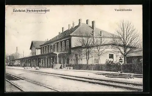 AK Párkánynáná, Vasutallomas, Bahnhof