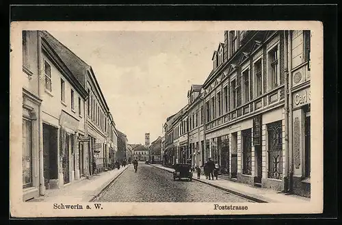 AK Schwerin / Skwierzyna, Häuser in der Poststrasse