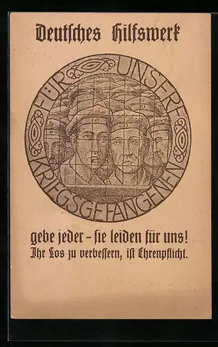 AK Deutsches Hilfswerk für unsere Kriegsgefangenen, Kriegsgefangene hinter Gittern