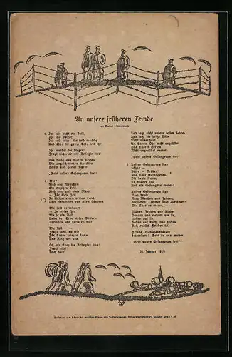 AK Volksbund zum Schutz der deutschen Kriegs- und Zivilgefangenen, Gedicht an unsere früheren Feinde