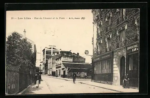 AK Les Lilas, Rue de l`Avenir et la Poste