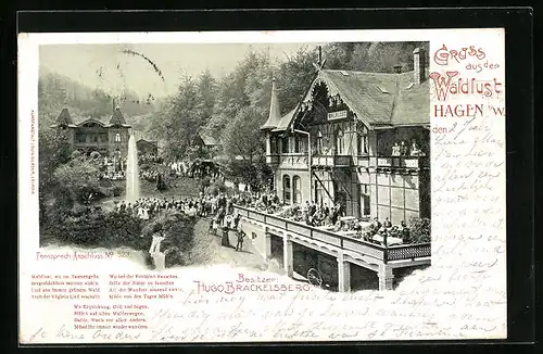 AK Hagen i. W., Waldlust mit Spruch