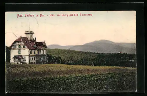 AK Bad Sachsa im Harz, Hotel Warteberg mit dem Ravensberg