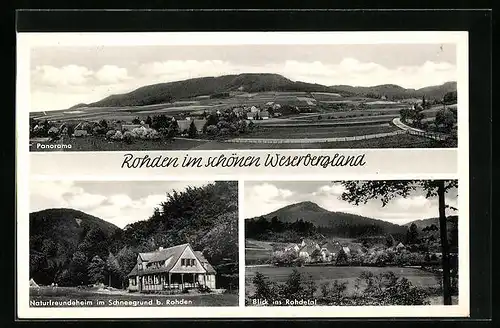 AK Rohden, Panorama, Naturfreundeheim im Schneegrund, Blick ins Rohdetal