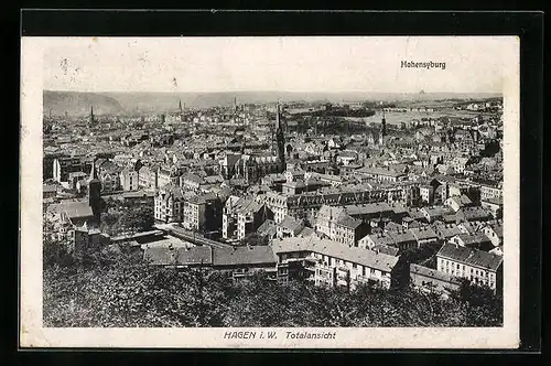 AK Hohensyburg, Ortsansicht aus der Vogelschau