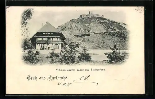 AK Karlsruhe, Schwarzwälder Haus mit Lauterberg