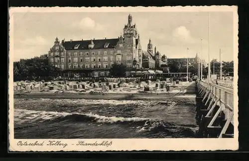 AK Kolberg, Strandschloss mit Landungsbrücke