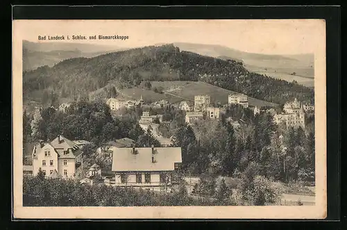 AK Bad Landeck, Ortsansicht mit Bismarckkoppe