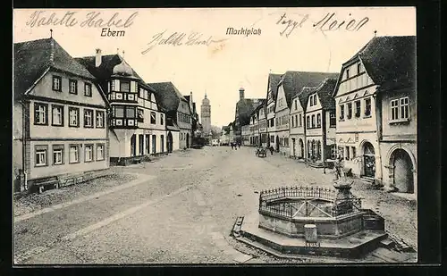 AK Ebern, Marktplatz mit Brunnen
