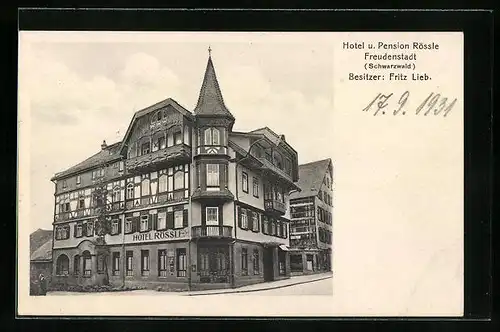 AK Freudenstadt /Schwarzwald, Hotel u. Pension Rössle