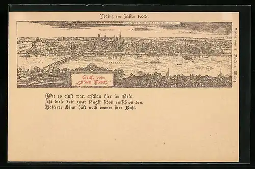 Künstler-AK Mainz, Teilansicht 1633